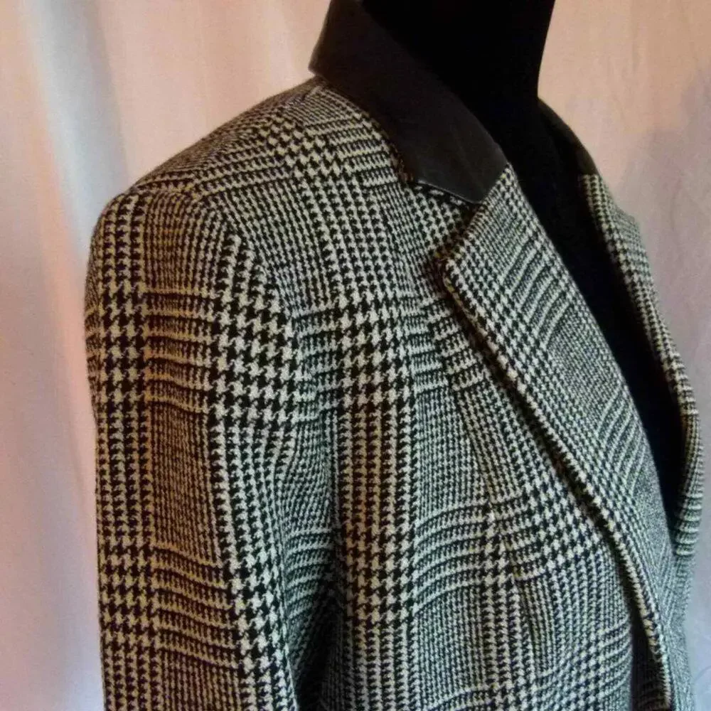 EUC Michael Kors Houndstooth Leather Blazer jacket 12